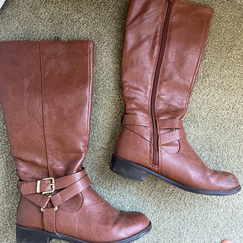 Brown tall riding boots